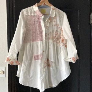 White - vintage print button down